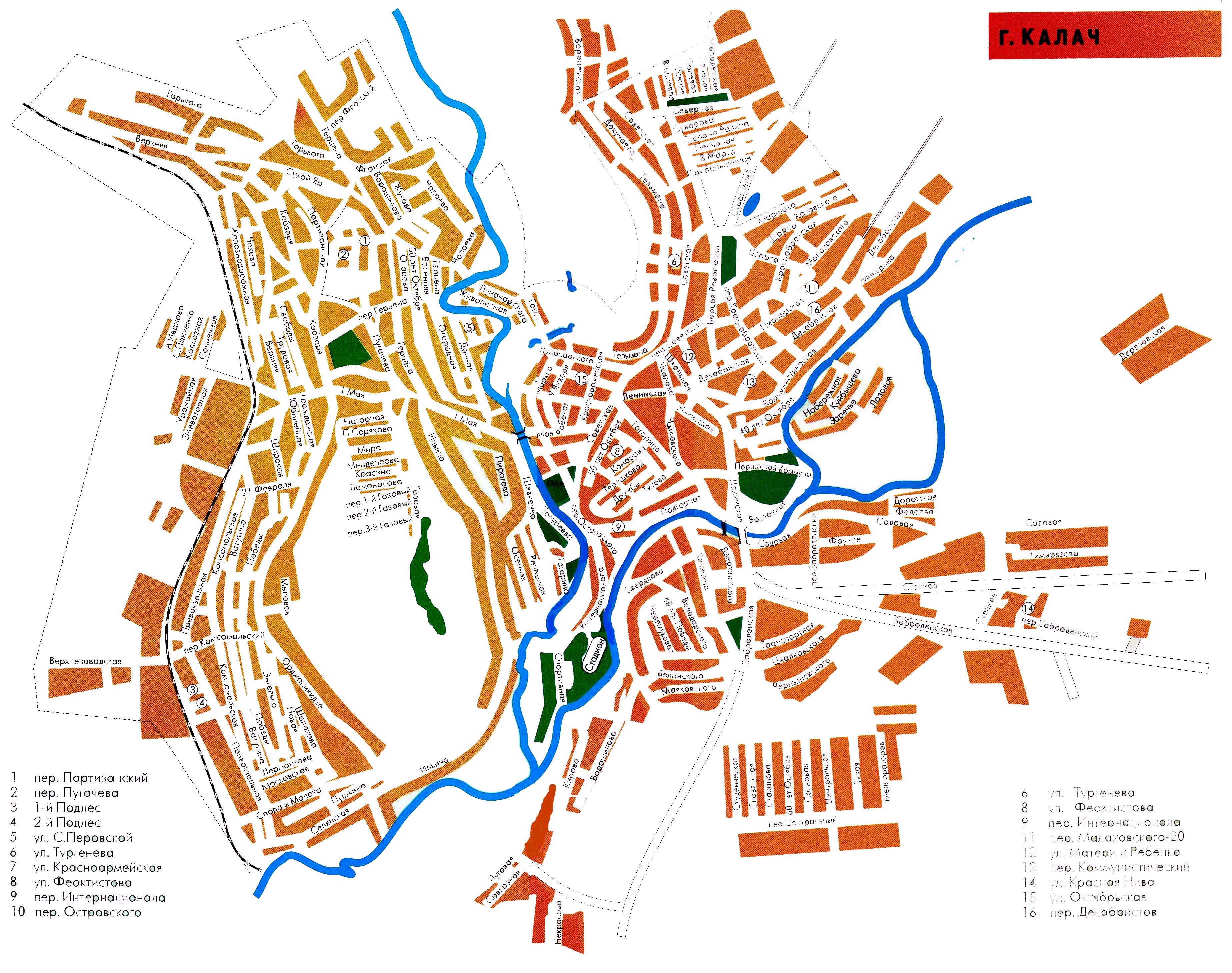 Карта калача воронежской